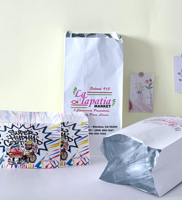 Plastic trays, foil containers, paper cups